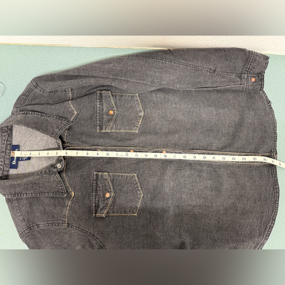Denim&Co Western Denim Snap Long Sleeve Shirt Women’s XL Black - Picture 6 of 7
